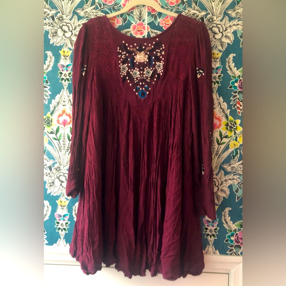 Free People Burgundy Mini Dress